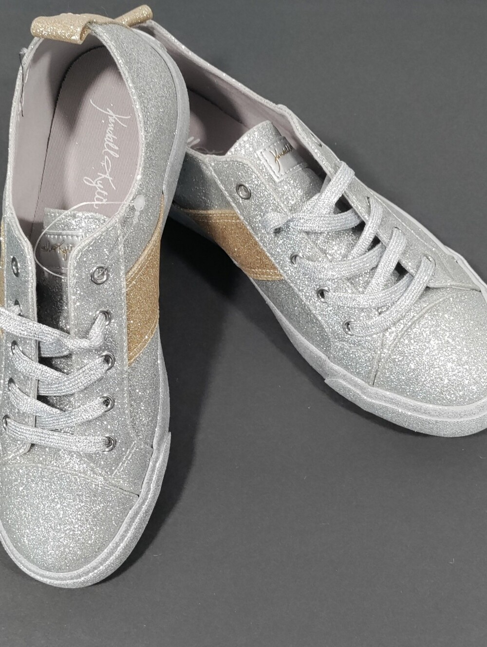 Kendall + Kylie Obey Silver Gold Glitter Sneakers Women’s Size 7.5